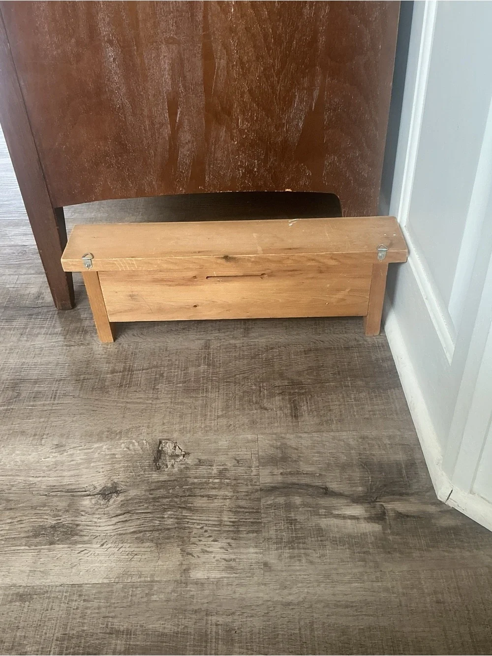 Vintage Handmade Bathroom Wooden Wall Shelf 'Bath 5 Cents' Rustic Country Cabin